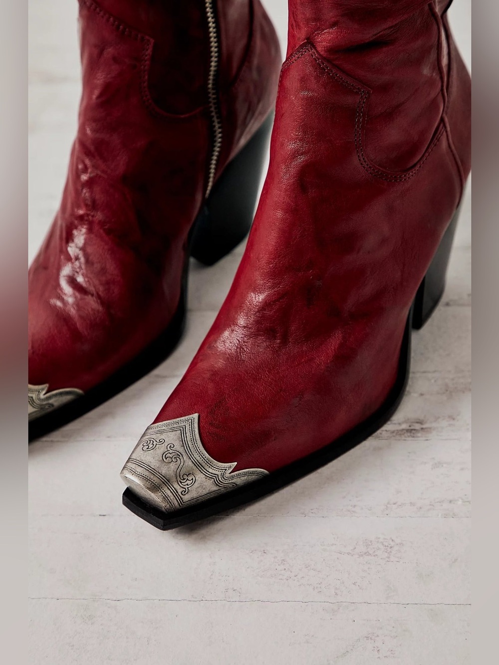 Free People Brayden Western Boots burgundy 38 Brandywine - Picture 2 of 11
